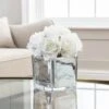 Artificial White Roses In Metallic Silver Plant Pot