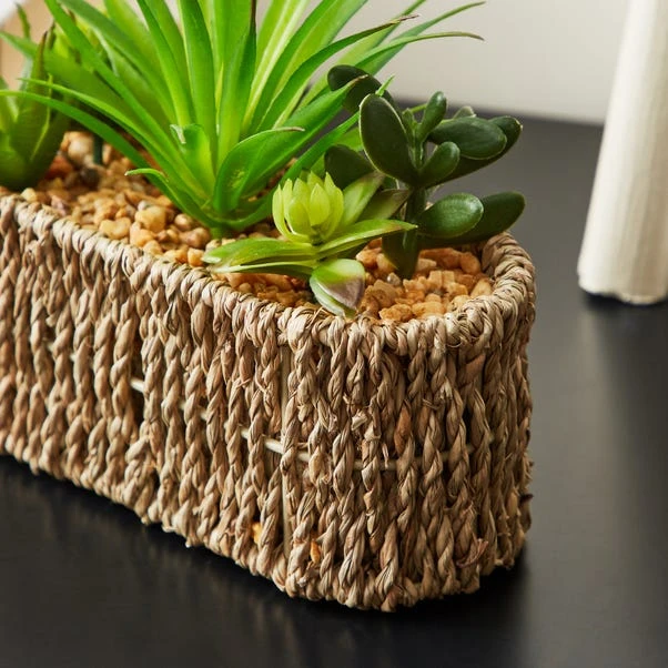 Artificial Succulents In Woven Plant Pot 4 Artificial Succulents In Woven Plant Pot - Image 2