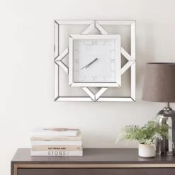 Luxe Geo Square Mirrored Wall Clock