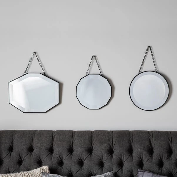 Set Of 3 Raphine Hanging Wall Mirrors 3 Set Of 3 Raphine Hanging Wall Mirrors