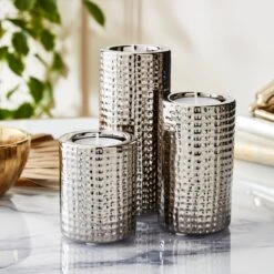 Set Of 3 Dimpled Tealight Holders -Home Decoration 30851426 alt01