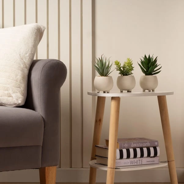 Artificial Set Of 3 Succulents In Cream Cement Plant Pots 3 Artificial Set Of 3 Succulents In Cream Cement Plant Pots