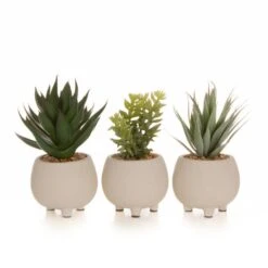 Artificial Set Of 3 Succulents In Cream Cement Plant Pots 17 Artificial Set Of 3 Succulents In Cream Cement Plant Pots -Home Decoration 30860960 alt07