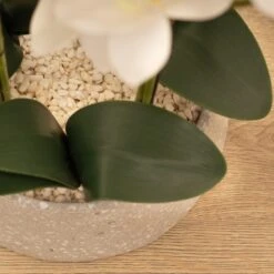 Artificial White Orchid In Grey Terrazzo Plant Pot -Home Decoration 30861403 alt02