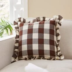 Frilled Check Cushion Pinecone