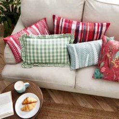 Frilled Gingham Cushion Green -Home Decoration 30864076 alt04