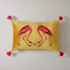 Flamingo Embroidery Cushion Chartreuse -Home Decoration 30864079 alt02