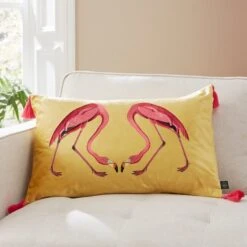 Flamingo Embroidery Cushion Chartreuse -Home Decoration 30864079 alt07