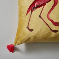 Flamingo Embroidery Cushion Chartreuse -Home Decoration 30864079 alt08