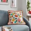 Embroidered Floral Chenille Square Cushion -Home Decoration 30864456