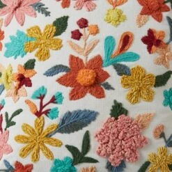 Embroidered Floral Chenille Square Cushion -Home Decoration 30864456 alt04