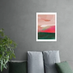 East End Prints Green & Pink Abstract II Framed Print -Home Decoration 30865337