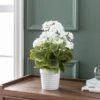 Artificial White Geranium In White Ceramic Plant Pot -Home Decoration 30869205