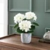 Artificial White Hydrangea In Grey Cement Plant Pot -Home Decoration 30869579