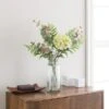 Artificial Green Hydrangea And Eucalyptus Bouquet In Ribbed Glass Vase 1 Artificial Green Hydrangea And Eucalyptus Bouquet In Ribbed Glass Vase -Home Decoration 30869585