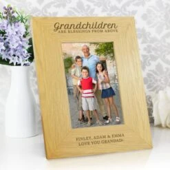 Personalised Grandchildren Are A Blessing Light Wood Portrait Photo Frame -Home Decoration 30880822