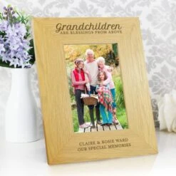Personalised Grandchildren Are A Blessing Light Wood Portrait Photo Frame -Home Decoration 30880822 alt01