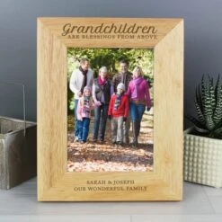 Personalised Grandchildren Are A Blessing Light Wood Portrait Photo Frame