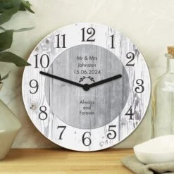 Personalised Message Shabby Chic Large Wooden Wall Clock -Home Decoration 30880904 alt02