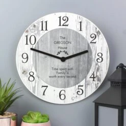 Personalised Message Shabby Chic Large Wooden Wall Clock -Home Decoration 30880904 alt03