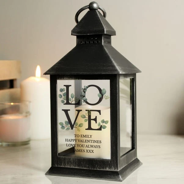 Personalised Botanical LOVE Black Lantern 3 Personalised Botanical LOVE Black Lantern