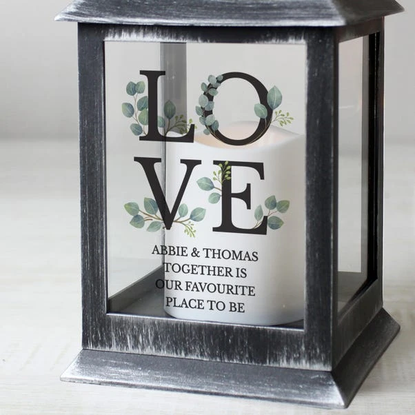 Personalised Botanical LOVE Black Lantern 4 Personalised Botanical LOVE Black Lantern - Image 2