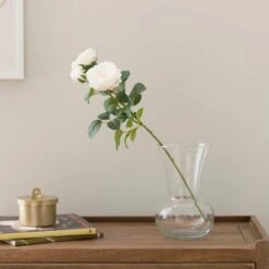 Artificial White Cabbage Rose Stem