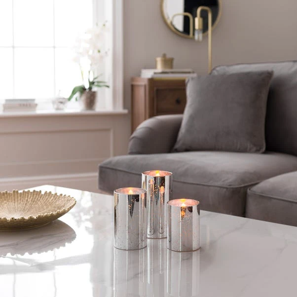 Set Of 3 LED Metallic Glass Pillar Candles 5 Set Of 3 LED Metallic Glass Pillar Candles - Image 3
