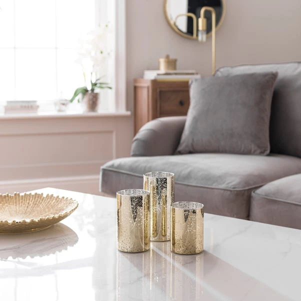 Set Of 3 LED Metallic Glass Pillar Candles 4 Set Of 3 LED Metallic Glass Pillar Candles - Image 2