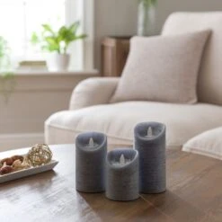 Set Of 3 Black Tea & Patchouli LED Pillar Candles -Home Decoration 30899704 alt01