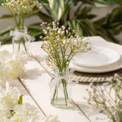 Set Of 3 Artificial Gypsophila Bundles In Glass Bottle Vases -Home Decoration 30901244