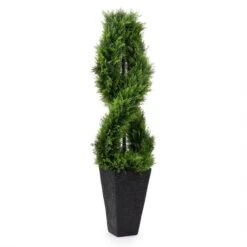 Artificial Twisted Cedar Topiary In Stone Pot -Home Decoration 30911025 alt02
