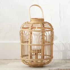 Bamboo And Glass Lantern -Home Decoration 30912222