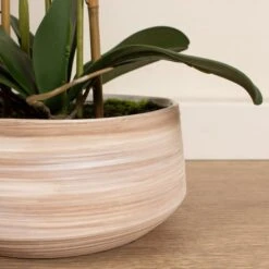 Artificial White Speckled Orchid In Beige Ceramic Plant Pot -Home Decoration 30913547 alt02