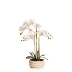 Artificial White Speckled Orchid In Beige Ceramic Plant Pot -Home Decoration 30913547 alt03