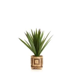Artificial Spikey Plant In Bamboo Plant Pot -Home Decoration 30913554 alt03