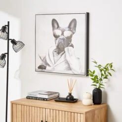 Martini Dog Framed Canvas