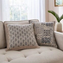 Pack Of Two Global Patterned Square Cushions -Home Decoration 30920810