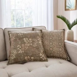 Pack Of Two Global Patterned Square Cushions -Home Decoration 30920974