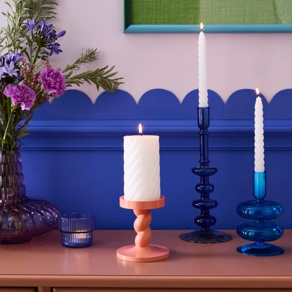 Sophie Robinson Coral Twisted Pillar Candle Holder 3 Sophie Robinson Coral Twisted Pillar Candle Holder