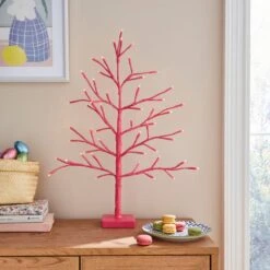2ft LED Pink Table Top Twig Tree