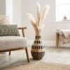 Woven Black & Natural Straw Vase -Home Decoration 30924465
