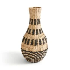 Woven Black & Natural Straw Vase -Home Decoration 30924465 alt02