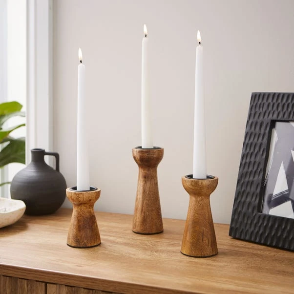 Set Of 3 Mango Wood Candle Holders 3 Set Of 3 Mango Wood Candle Holders