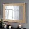 Yearn Rectangle Oak Effect Bevelled Wall Mirror -Home Decoration 30926261