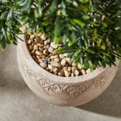 Artificial Green Pine Bonsai Tree In Rustic Natural Plastic Plant Pot -Home Decoration 30926370 alt01