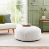 XL Adella Sherpa Ivory Footstool -Home Decoration 30929124