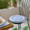 Light Blue Ikat Round Seat Pad -Home Decoration 30931859