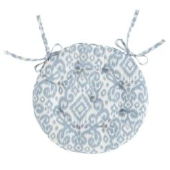 Light Blue Ikat Round Seat Pad -Home Decoration 30931859 alt03