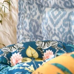 Light Blue Ikat Square Seat Pad -Home Decoration 30931864 alt04